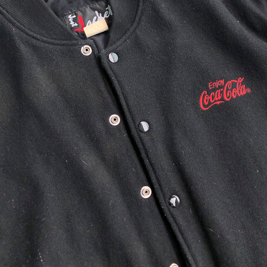 Vintage 90s Coca-Cola Leather Sleeve Wool Varsity Jacket XL