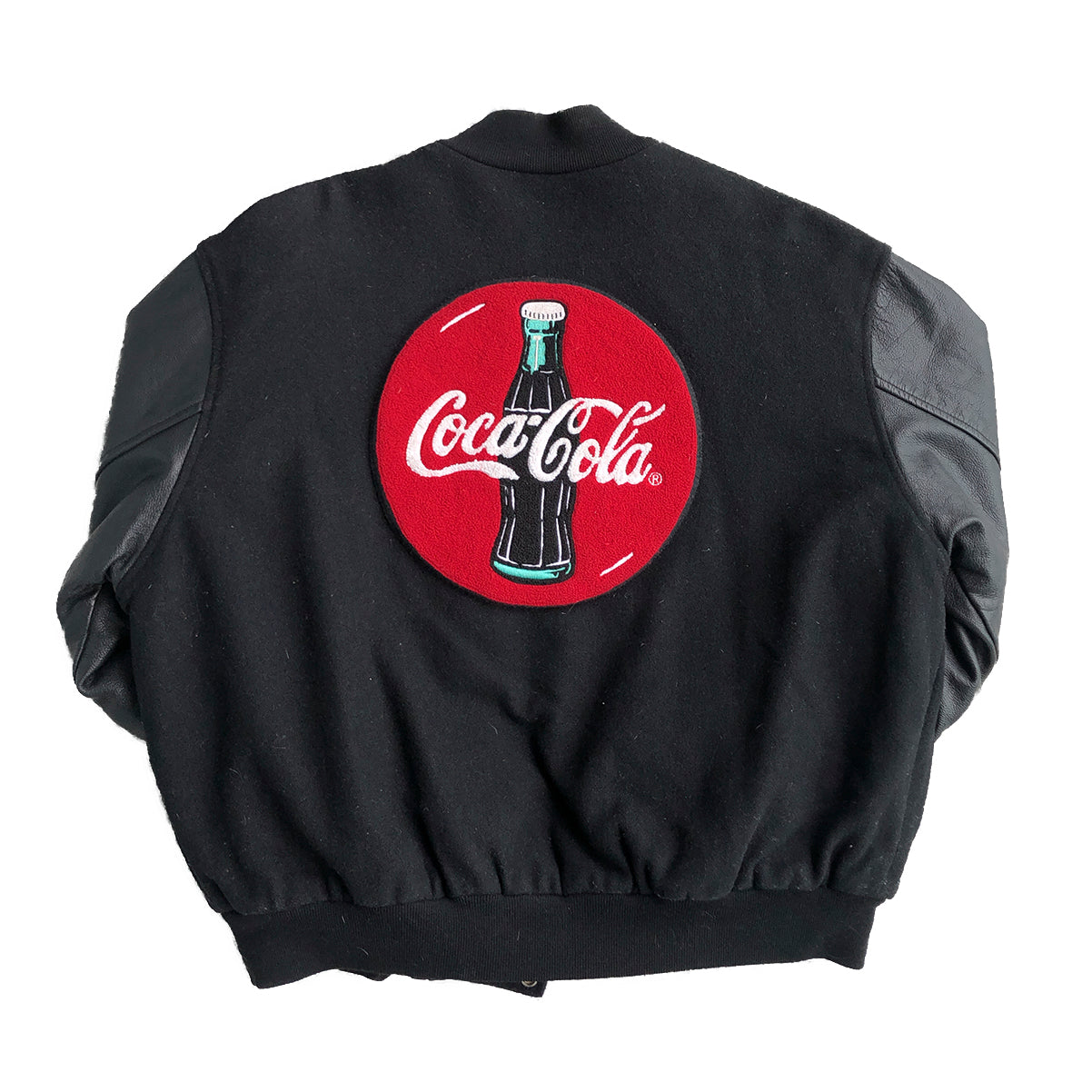 Vintage 90s Coca-Cola Leather Sleeve Wool Varsity Jacket XL