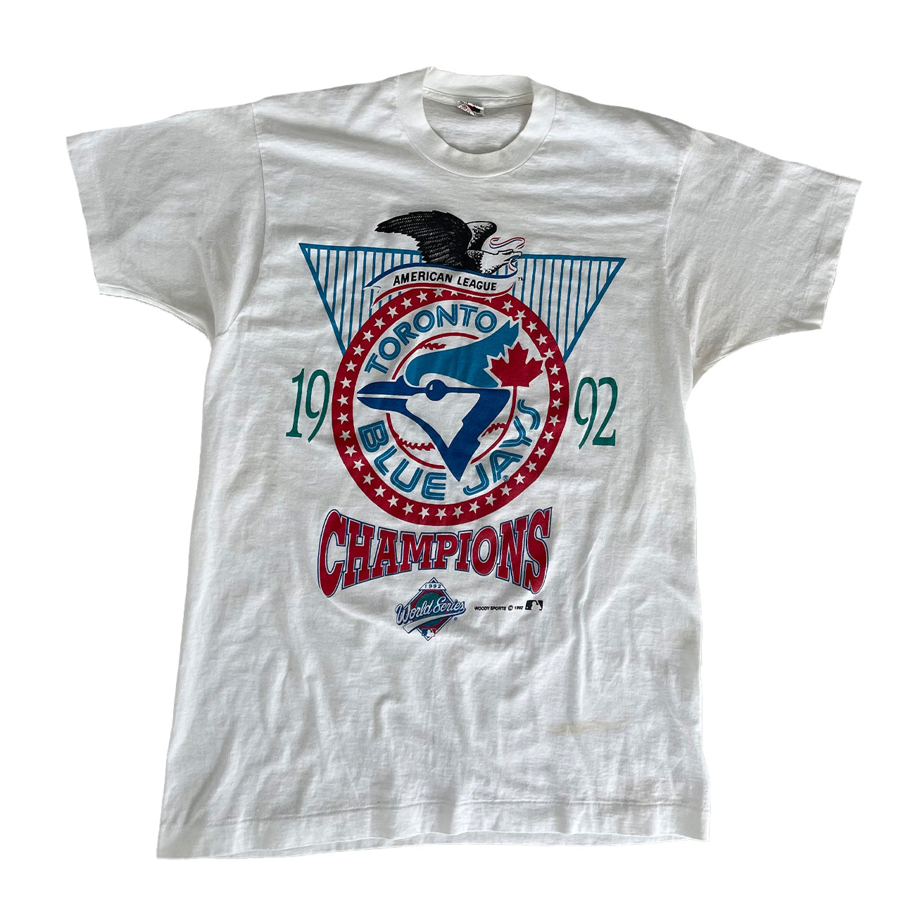 mens vintage 1992 toronto blue jays “world series champions” t-shirt