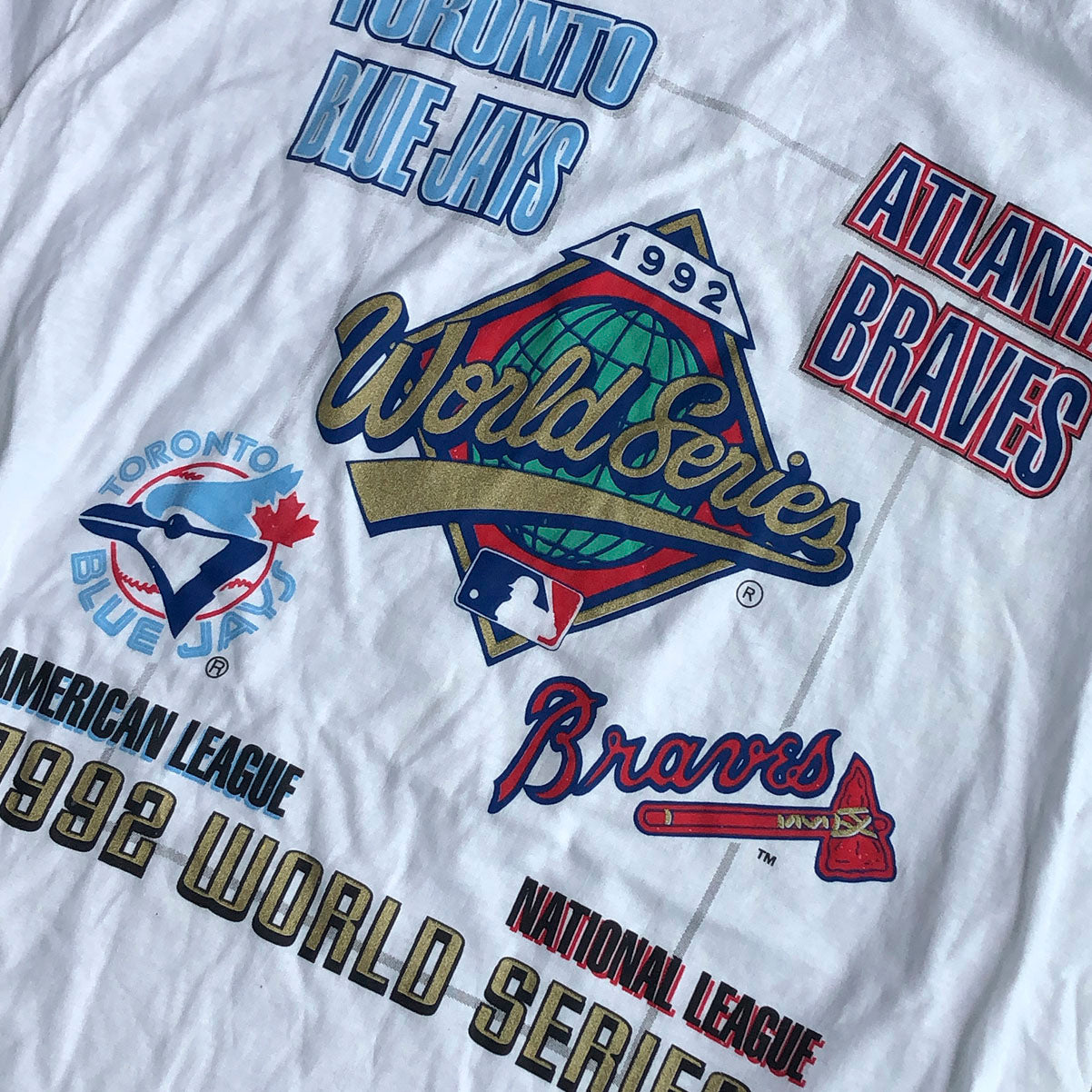 T-Shirt Express, Shirts, Vtg Nwot 992 Toronto Blue Jays Vs Atlanta Braves  World Series Tshirt Mens Xl