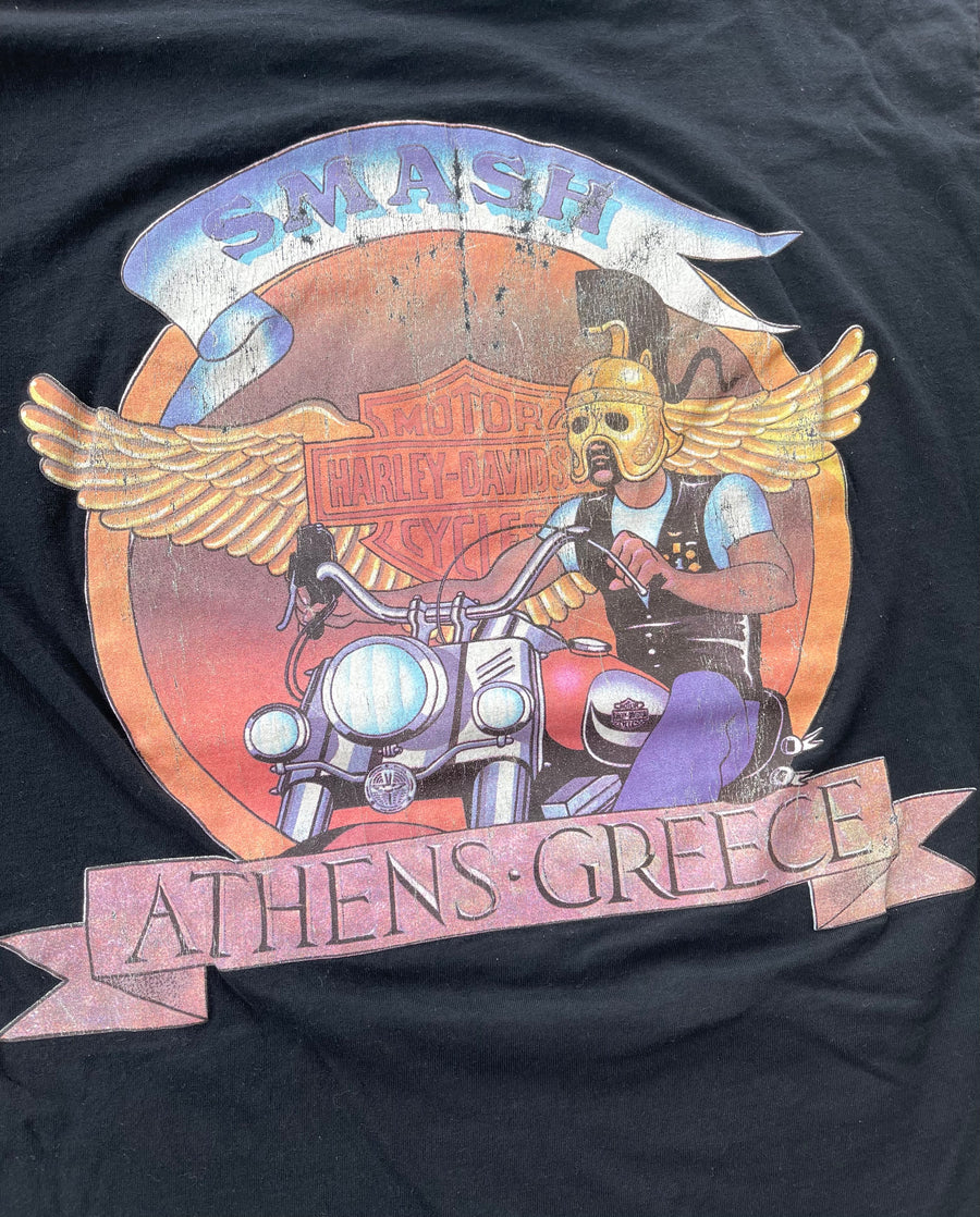 Vintage 1992 Smash Athens Greece Harley Davidson Tee XL