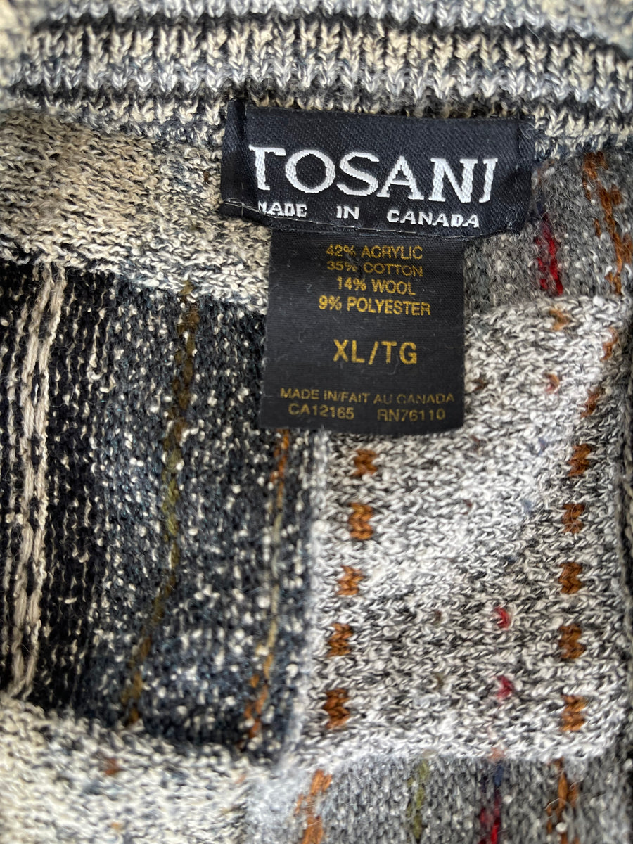 Vintage Tosani Coogi Style Cardigan Sweater XL