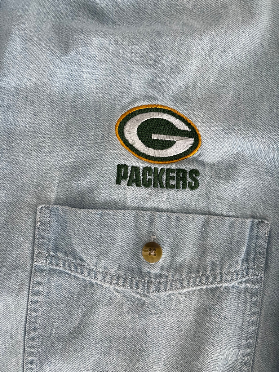 Vintage Green Bay Packers Denim Button Up M