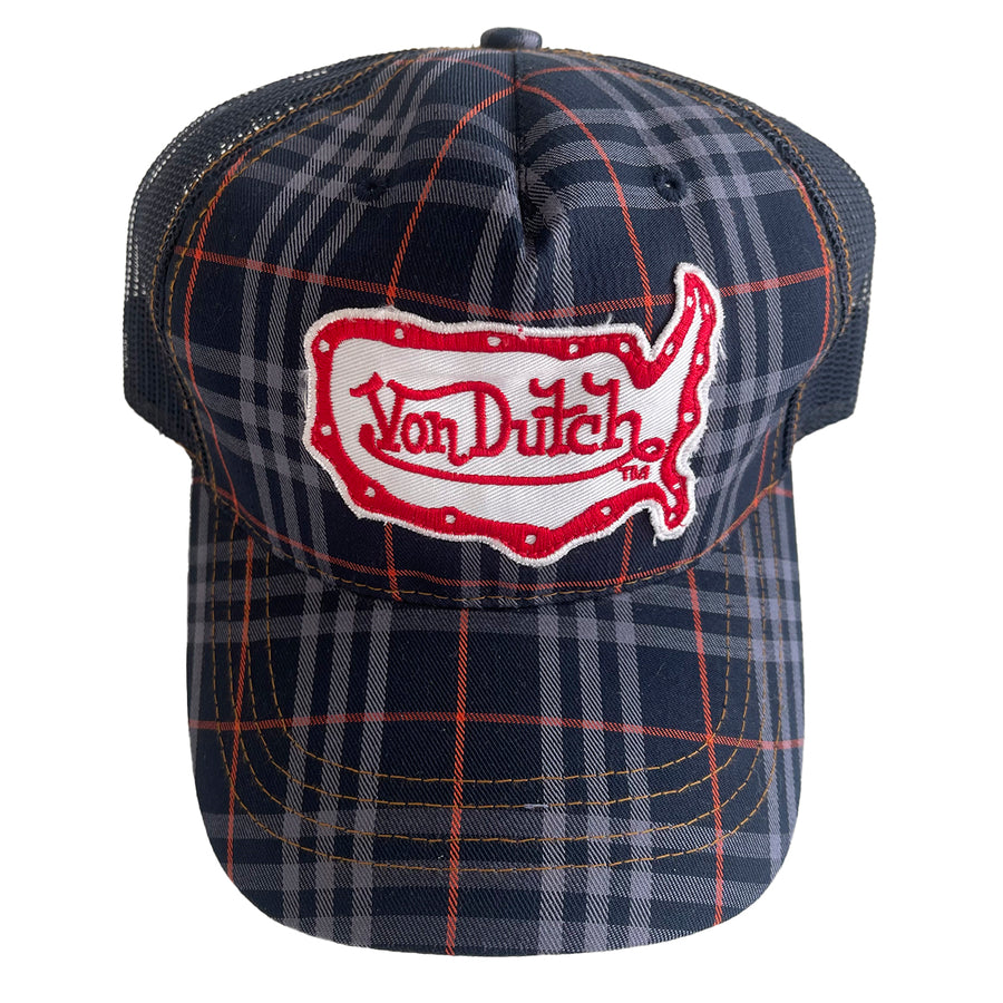 Rare Vintage Y2K 00s USA Von Dutch Plaid Snapback