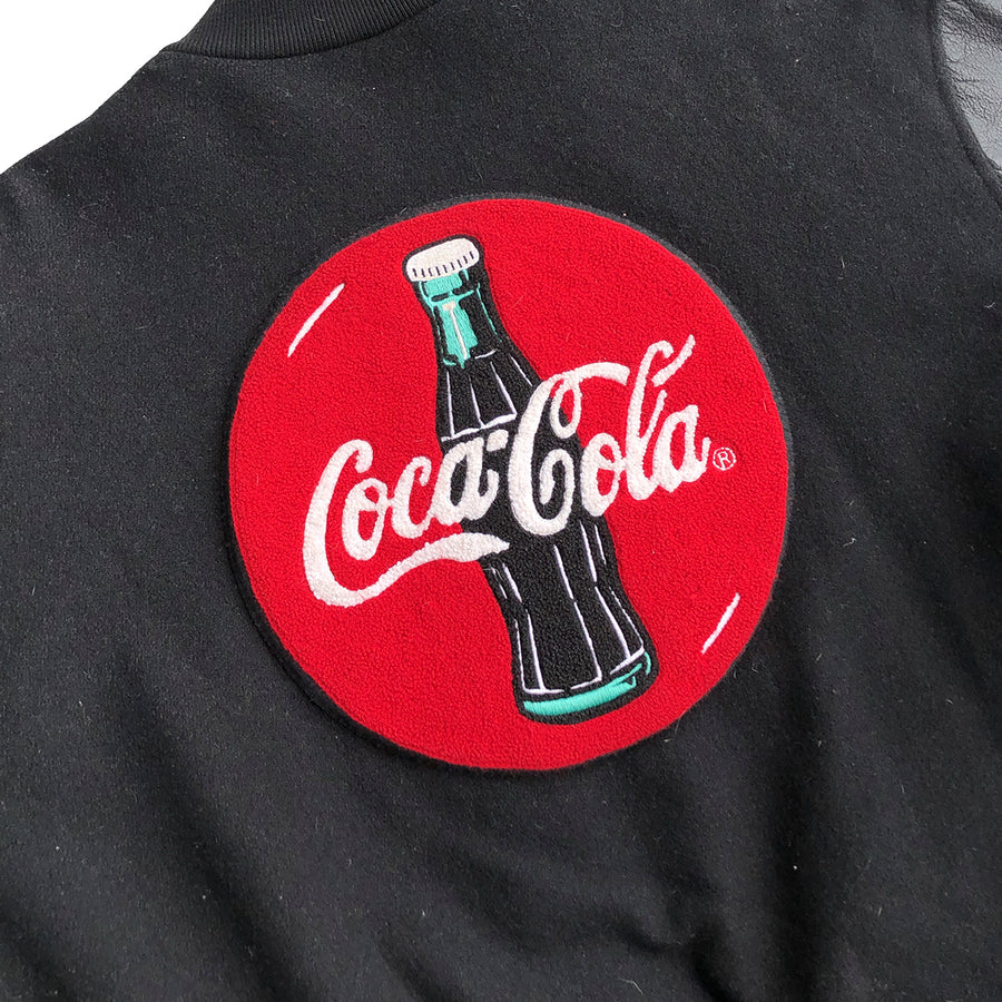 Vintage 90s Coca-Cola Leather Sleeve Wool Varsity Jacket XL