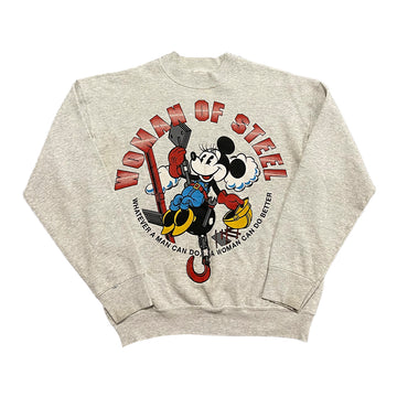 Vintage 90s Disney Minnie Mouse 'Woman Of Steel' Crewneck Sweater L