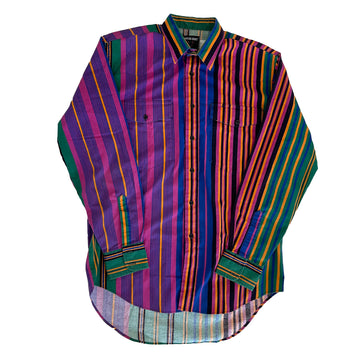 Vintage 1990s Frontier Colorblock Striped Button Up Shirt M
