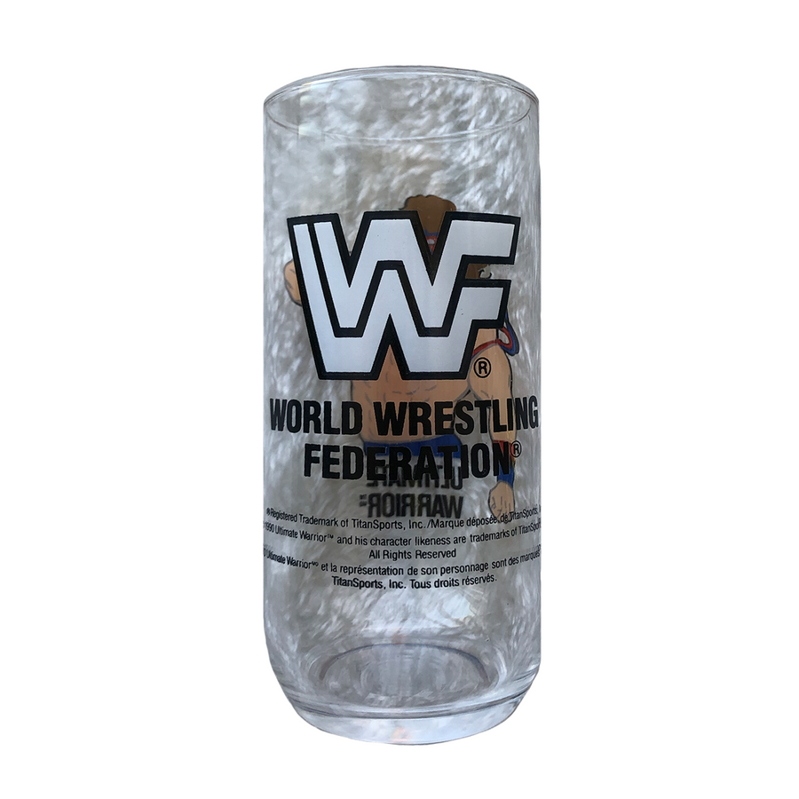 Vintage WWF 1990 Ultimate Warrior Glass Cup