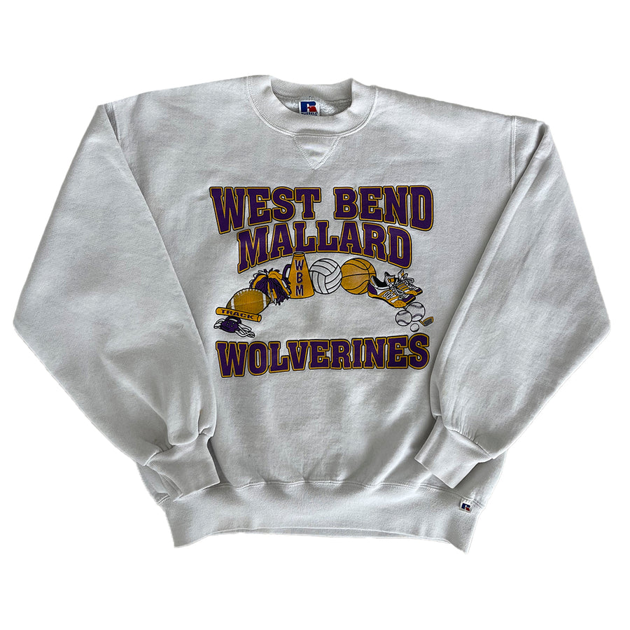 Vintage Russell Athletic West Bend Mallard Wolverines Sweater L