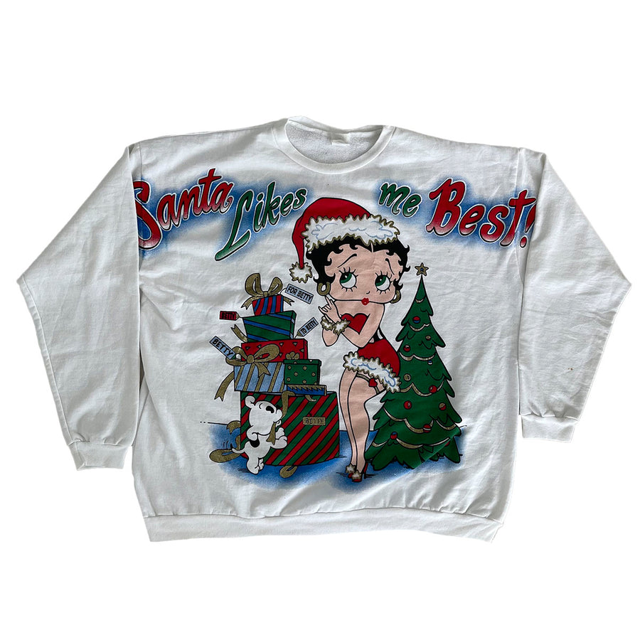 Vintage Christmas Santa Likes Me Best Betty Boop Sweater XXL