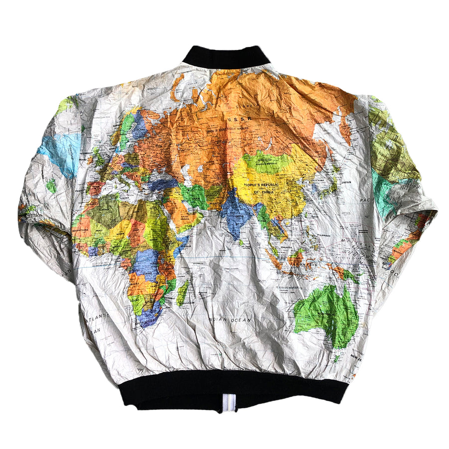 Vintage 90s World Map Windbreaker Jacket L