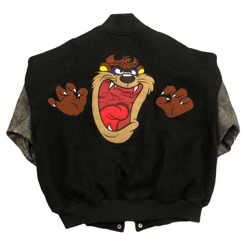 Vintage Looney Tunes Taz Varsity Wool Leather Jacket L