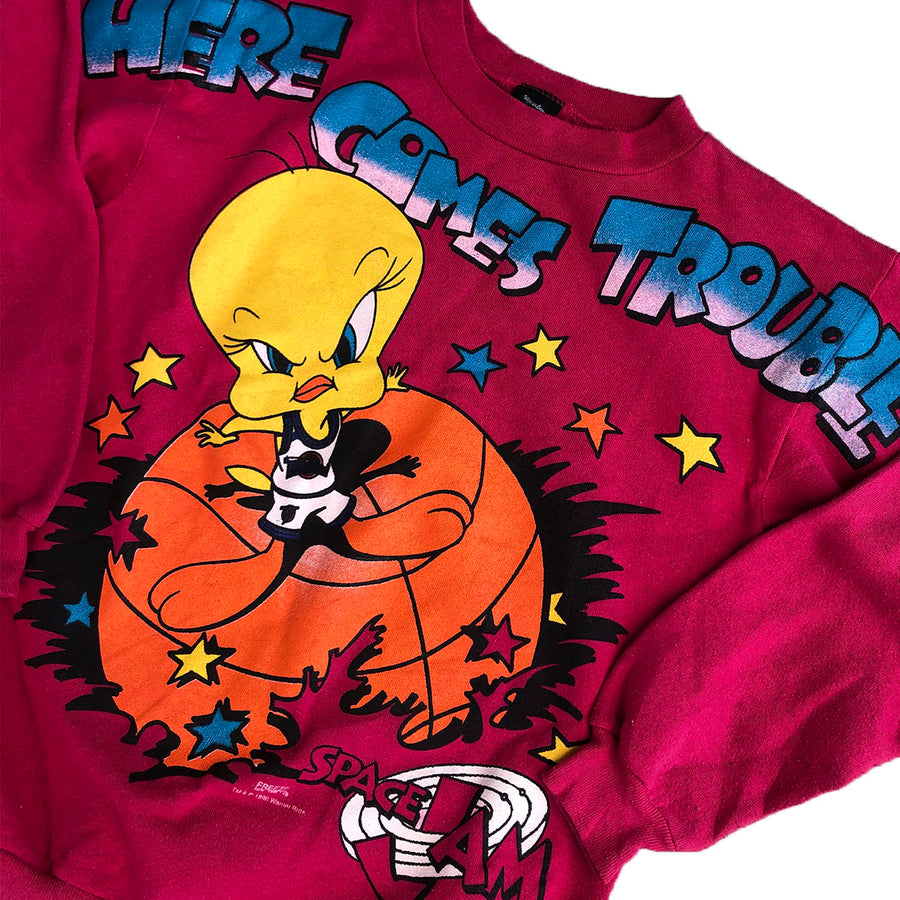 Vintage 1996 Looney Tunes Space Jam Tweety Bird Crewneck Sweater S