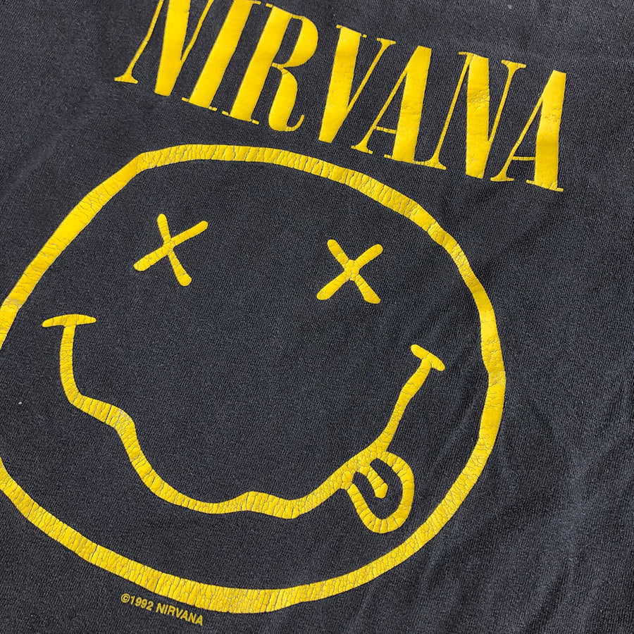 Vintage 1992 Nirvana Corporate Rock Whores Smiley Face Tee S