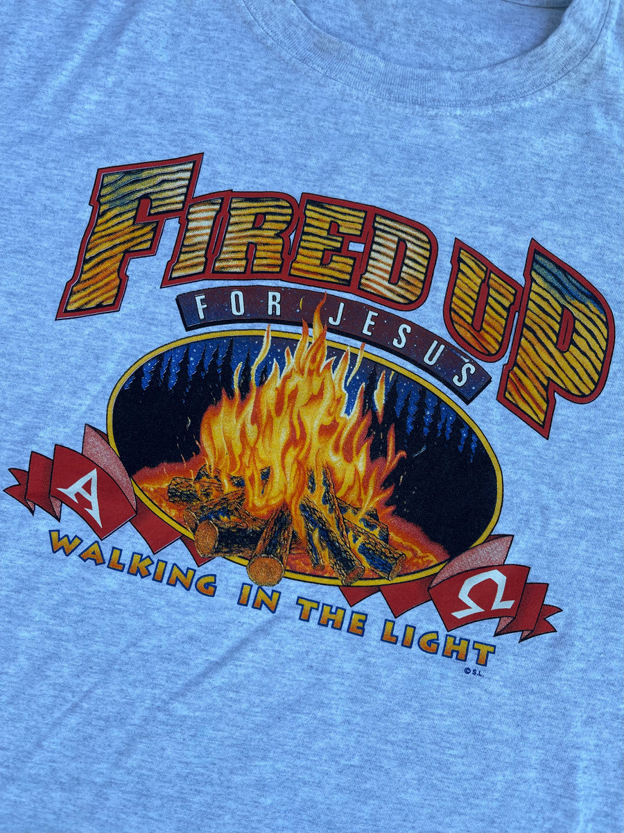 Vintage Fire It Up For Jesus Tee L