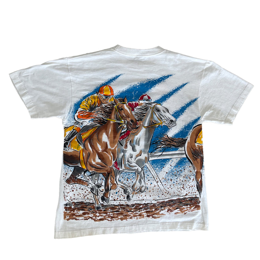 Vintage 1995 Kentucky Derby All Over Print Racing Tee XL