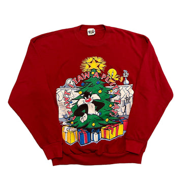 Vintage 1995 Looney Tunes Christmas Crewneck Sweater L