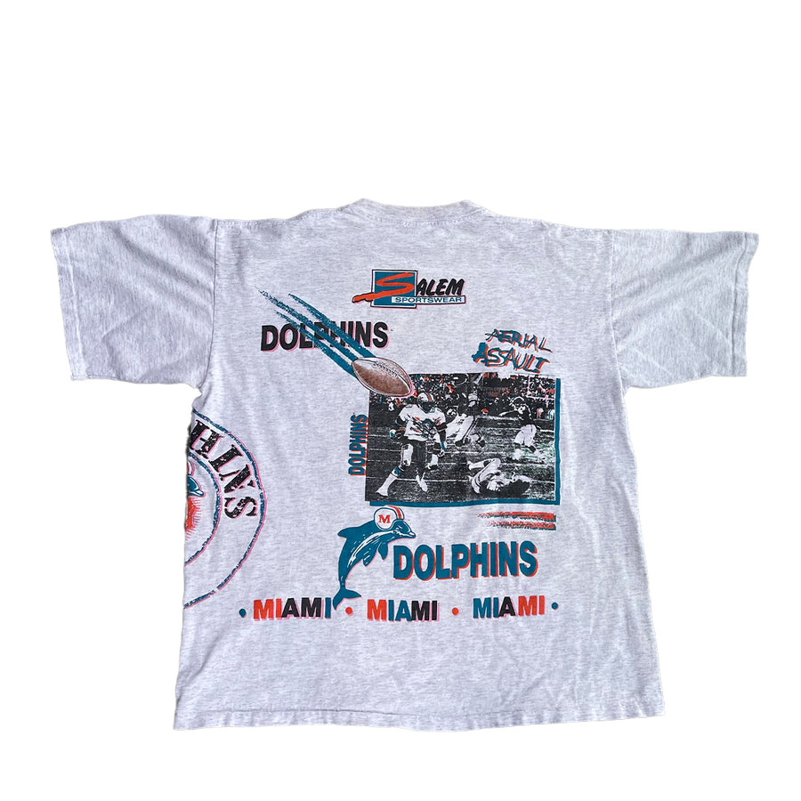 Vintage 90s Salem Sportswear Miami Dolphins All Over Print Tee L/XL