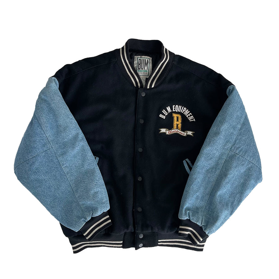 Vintage BUM Equipment Denim Varsity Jacket M