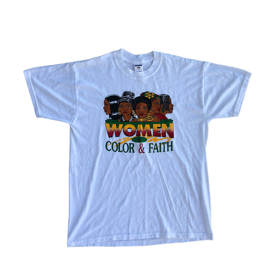 Vintage 90s Women of Color & Faith Pro Black Tee L