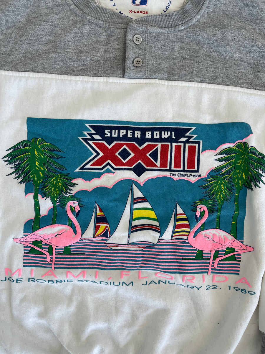 Vintage 1989 Miami Florida Super Bowl Sweater XL