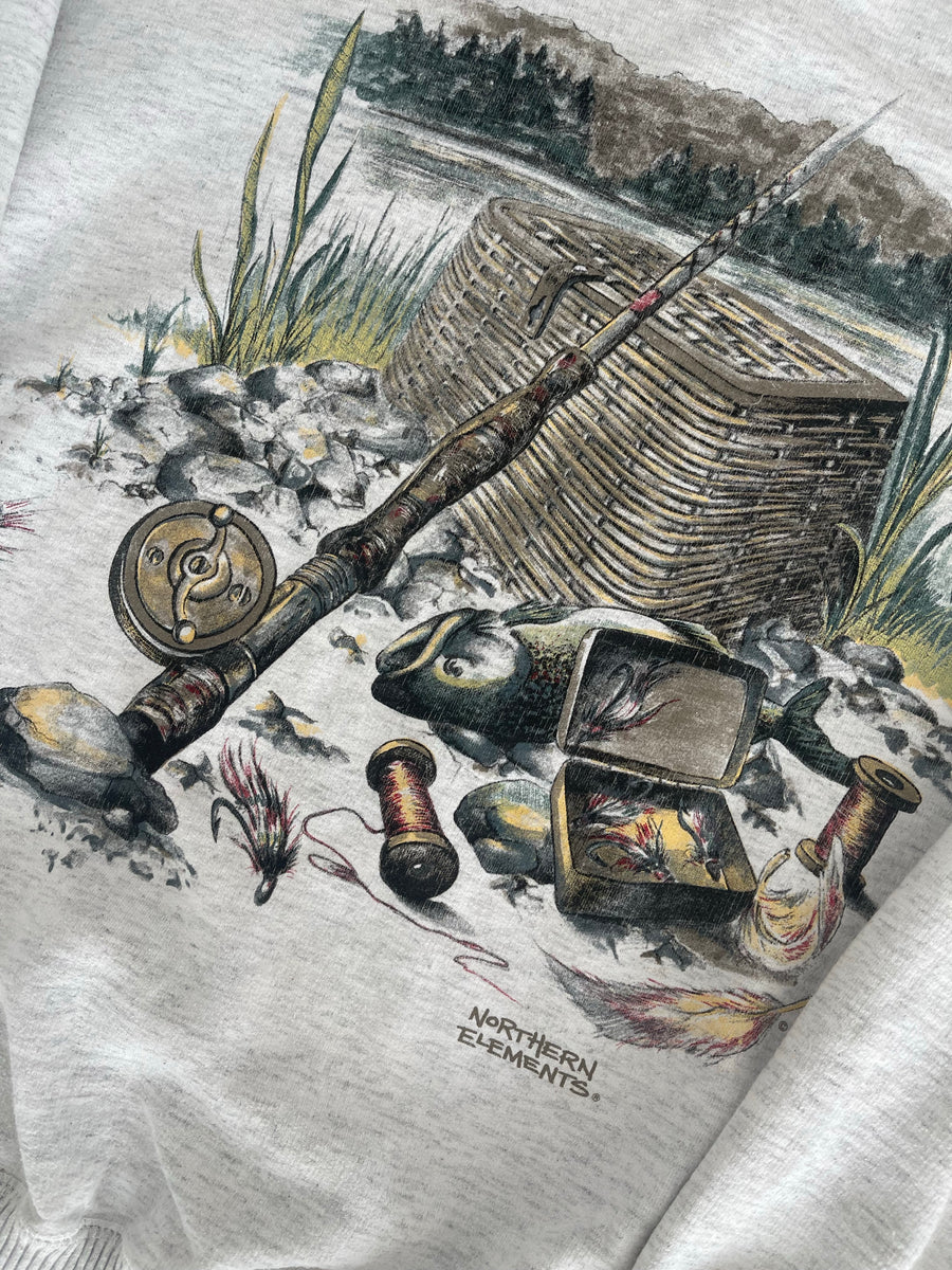 Vintage Fishing Northern Elements Crewneck Sweater XL