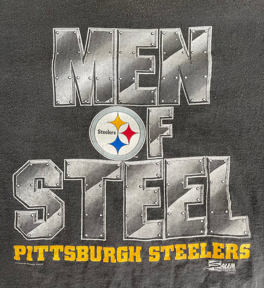 Vintage 1990 Pittsburgh Steelers Men Of Steel Salem Tee XL