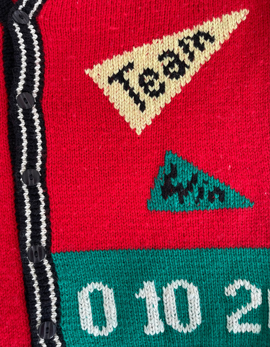 Vintage 1988 Berek Hand Knit Football Cheerleader Cardigan Sweater M