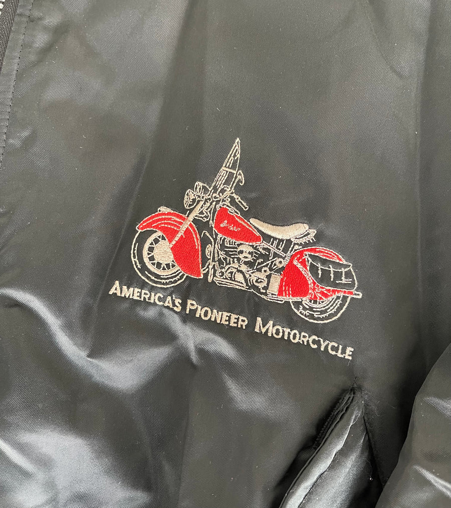 Vintage 80s Indian Motorcycle America's Pioneer Satin Bomber Jacket L
