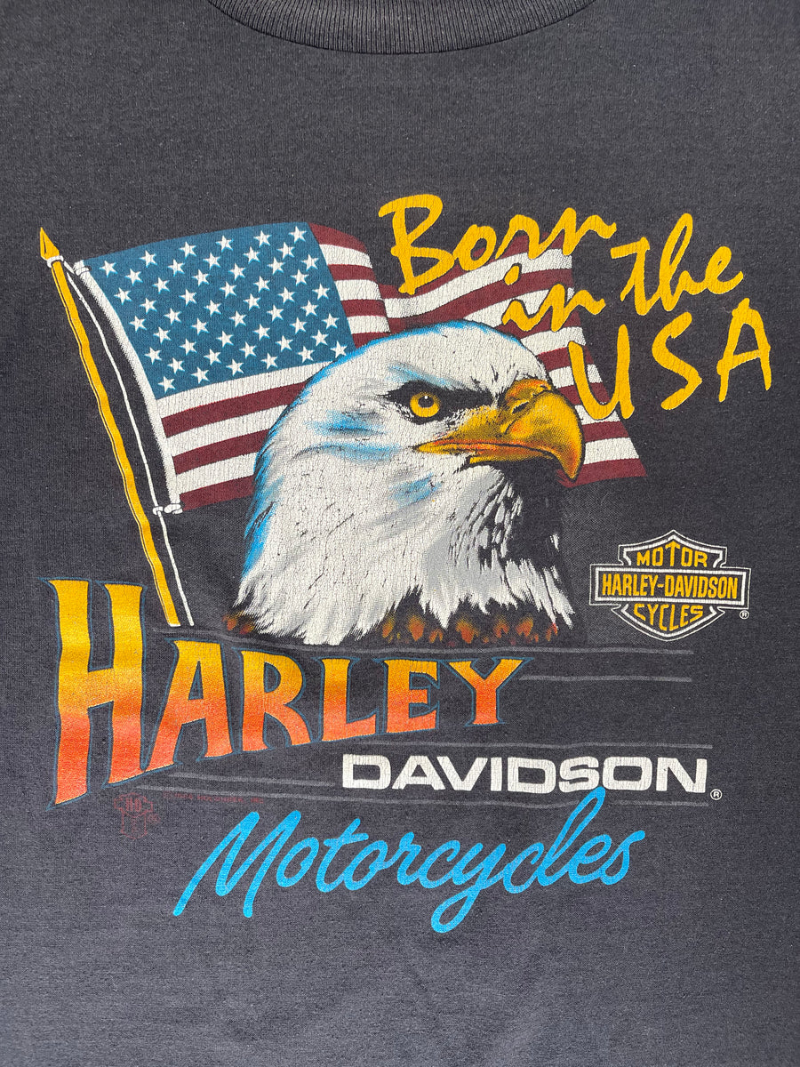 Vintage 1986 Born In The USA Harley Davidson Tee L