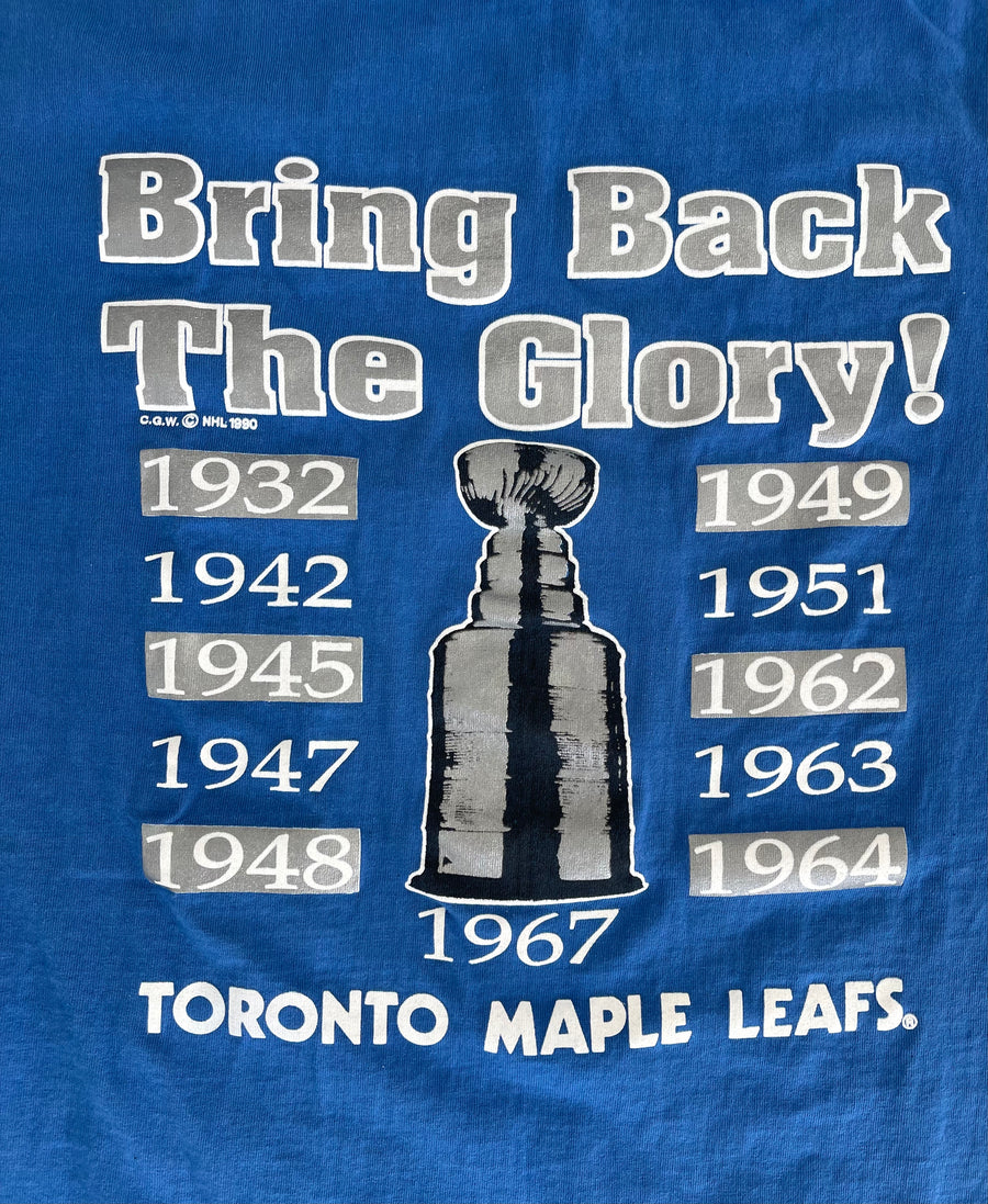 Vintage 1990 Toronto Maple Leafs Bring Back The Glory Tee L