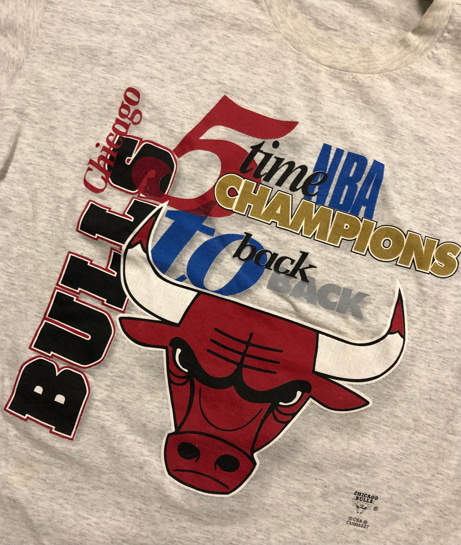 Vintage 90s Chicago Bulls Back To Back Champion Tee L