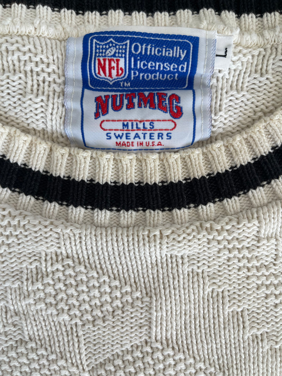 Rare Vintage Los Angeles Raiders Knit Nutmeg Sweater L