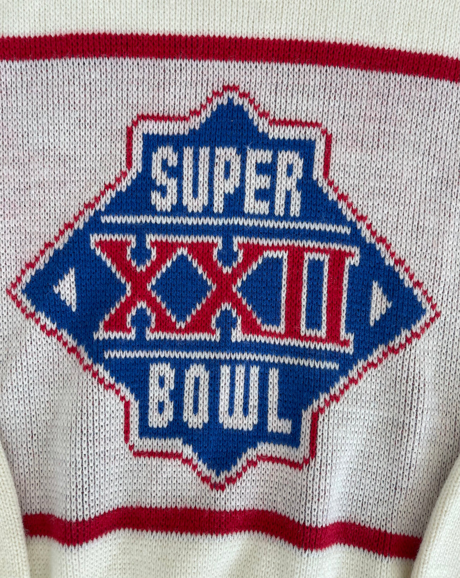 Vintage 1986 Superbowl New York Giants Knit Wool Sweater M