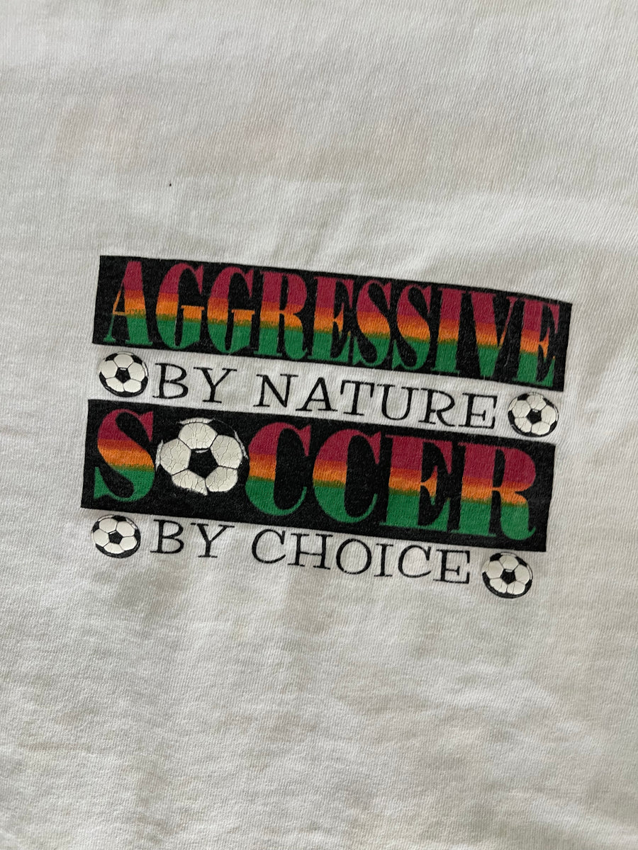 Vintage 1993 Aggressive By Nature Soccer Tee XL