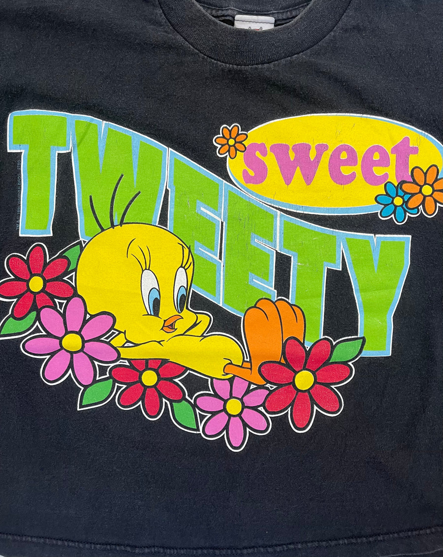Vintage Womens Looney Tunes Tweety Bird Crop Top Tee M