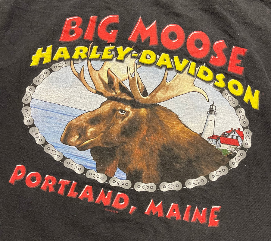Vintage 1999 Harley Davidson Big Moose Portland Maine Tee XL