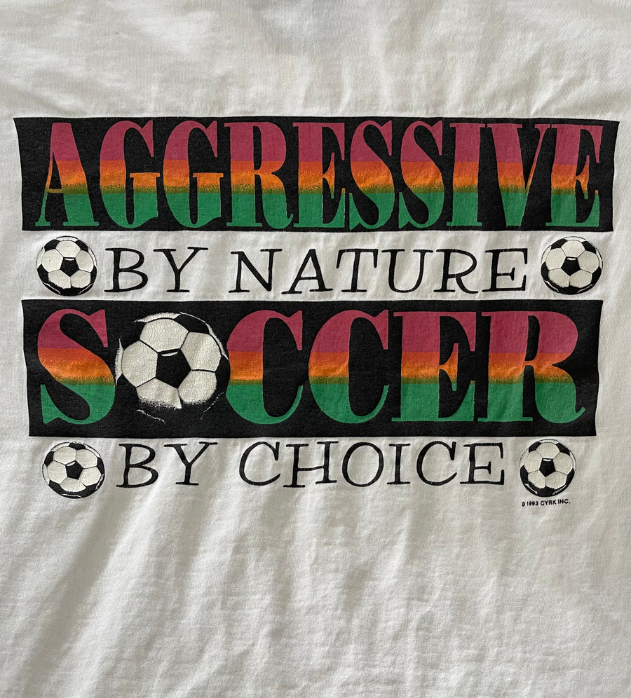 Vintage 1993 Aggressive By Nature Soccer Tee XL