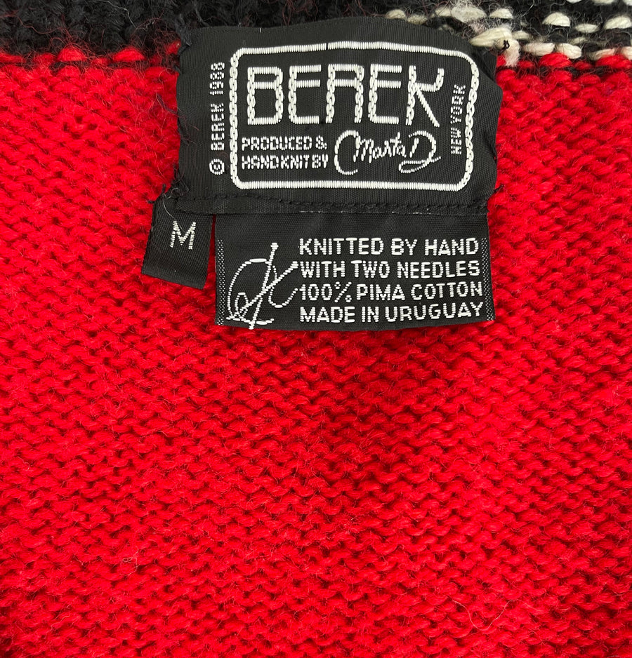 Vintage 1988 Berek Hand Knit Football Cheerleader Cardigan Sweater M